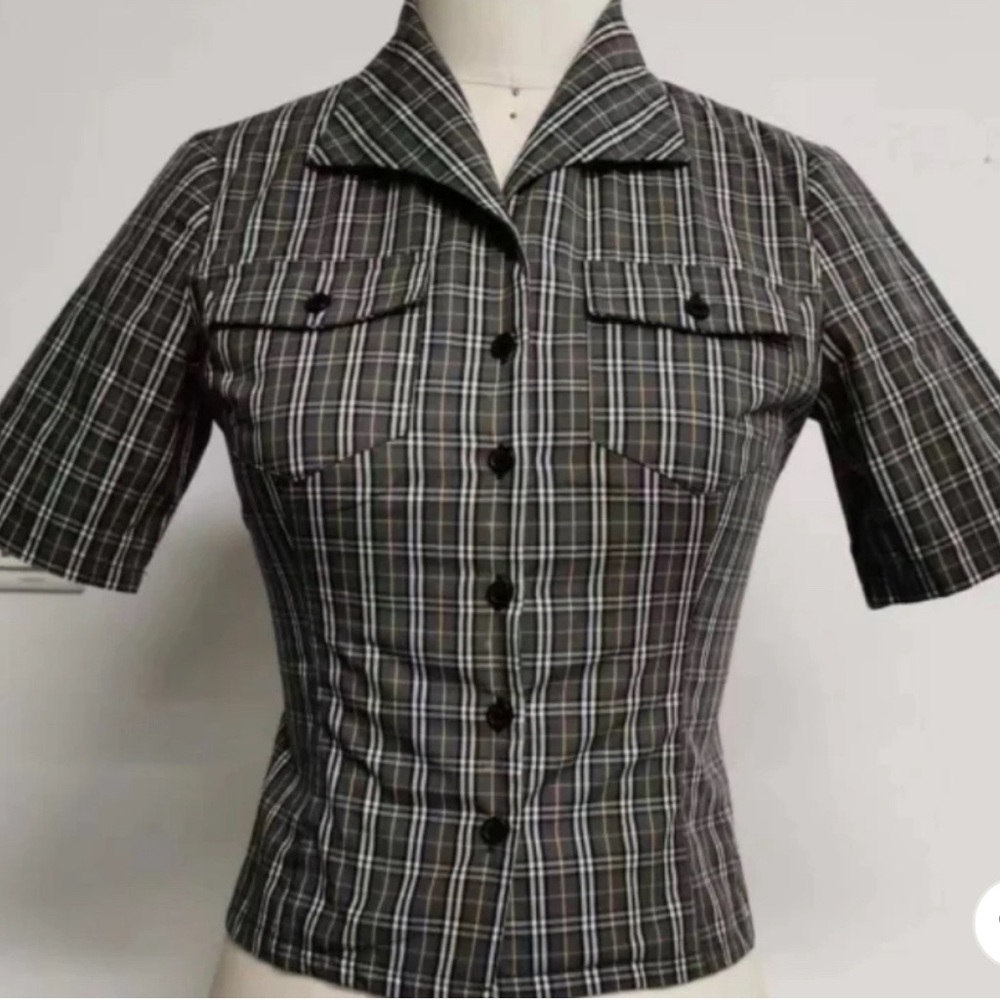 Rockin' Bettie Boulevard Nights Fitted Plaid Top, XL,  NWT